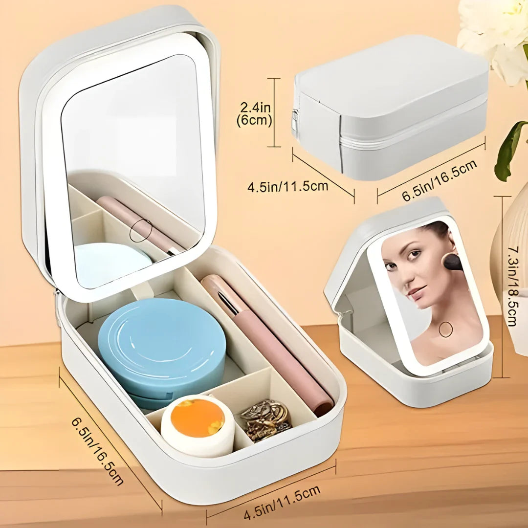 White Jewelry Box with LED Mirror
